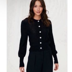 Aritzia Wilfred Alessia Cardigan Black Wool Cropped Long Sleeve Size Small